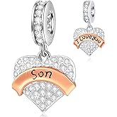 EMOSTAR Family Charms, 925 Sterling Silver Mother Father Daughter Son Sister Brother Godmother Nana Grandma Husband Wife Aunt Niece Cousin Uncle Best Friends, I Love You Dangle, fit European Bracelet