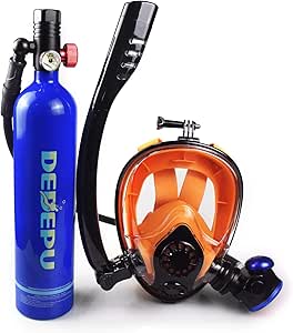 scuba diving mask with oxygen tank