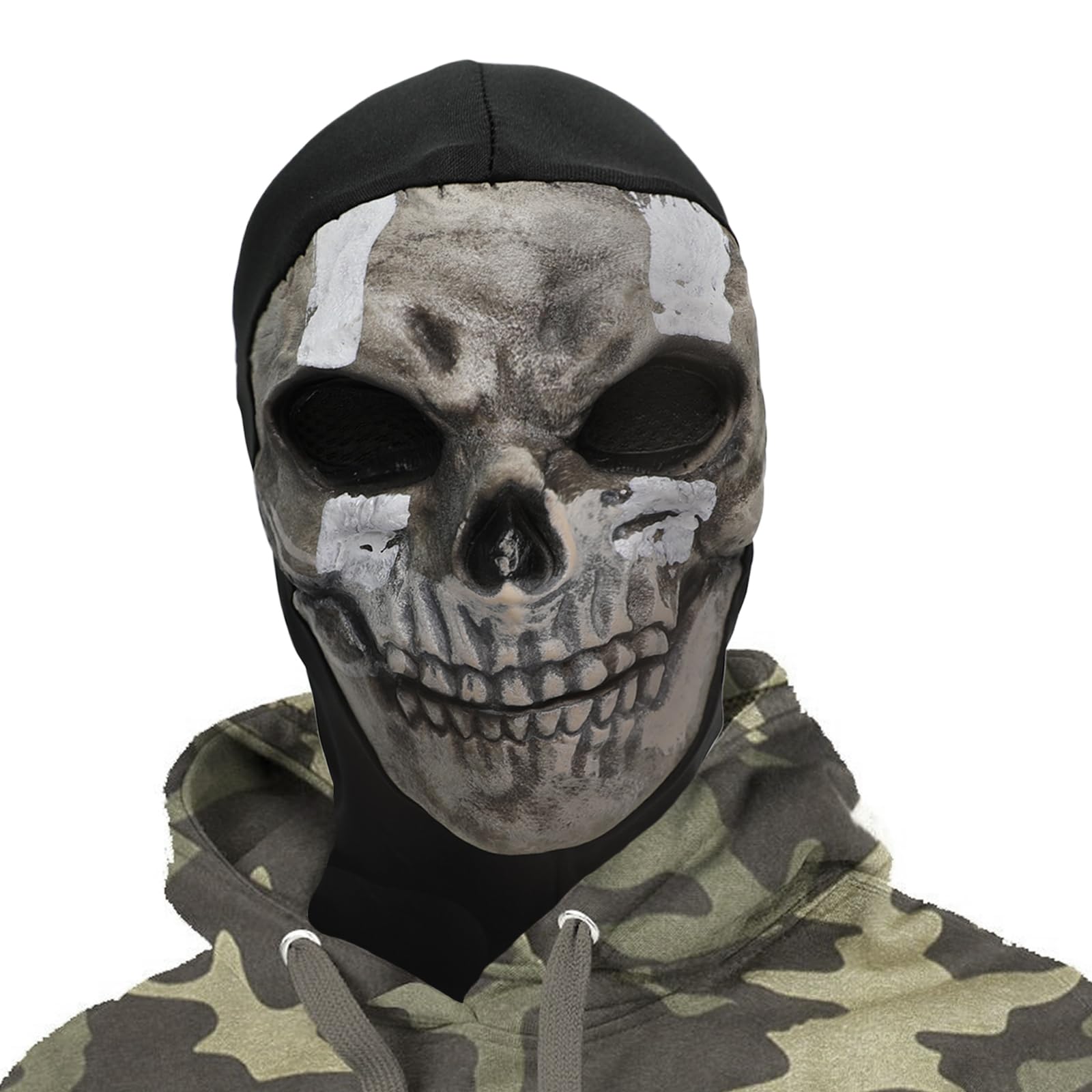 nezababy Ghost Mask Skull Mask Cod Mask Call Scary Balaclava Duty Full Face Headgear Party Theme Halloween Costume Prop for Men Women (Ghost Balaclava)