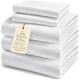 LANE LINEN 100% Egyptian Cotton Split King Bed Sheets for Adjustable Beds Soft & Comfy Luxury Hotel Style Thick Split King Sheet Set - 1000 Thread Count, Fully Elasticized Reinforsed Seams - White