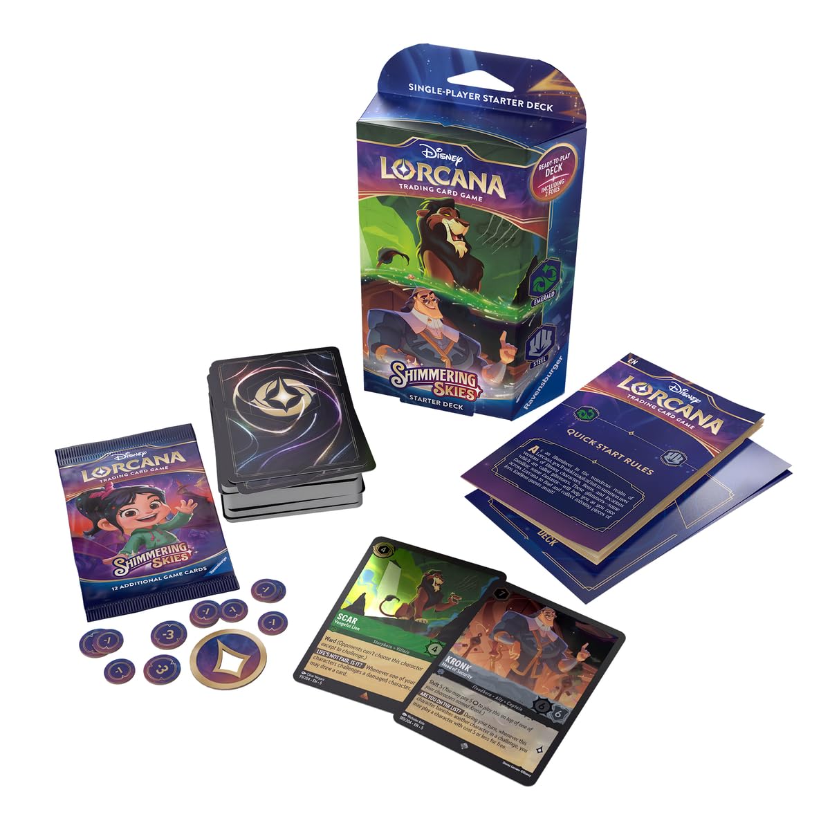Ravensburger Disney Lorcana Trading Card Game for Adults and Kids Age 8 Years Up - Starter Deck A - Set 5: Shimmering Skies - Collectable TCG