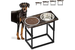 Zarler Elevated Dog Bowls for X-Large and Large Breed, 5 Adjustable Heights from 8.2'' - 17.3'', 2 Stainless Steel Bowls, 8.2'',11.8'',13.7'',15.7'',17.3'' Raised Dogs Food Bowl Stand