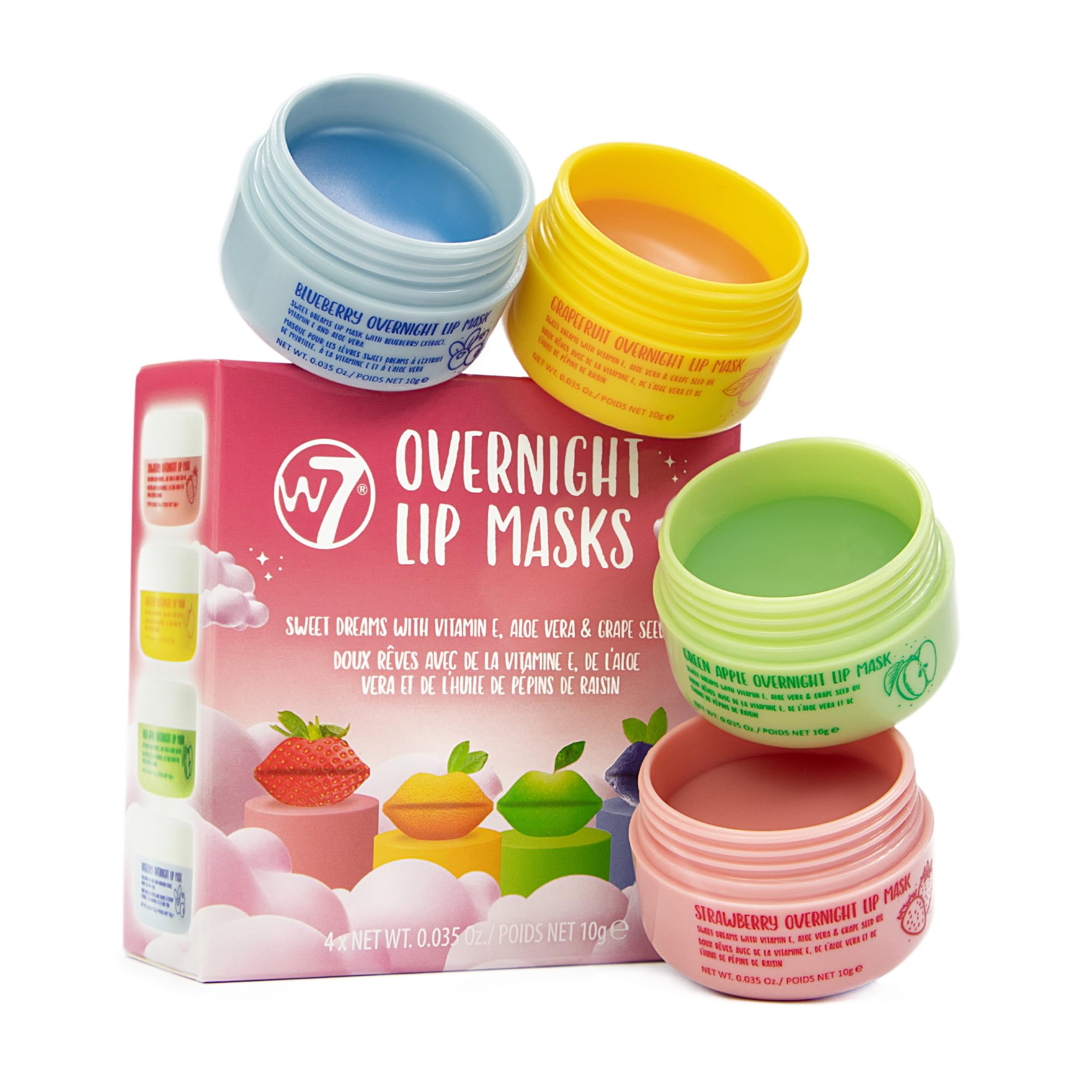 W7 Sweet Dreams Overnight Lip Masks - Gift Set - Lip Treatment with Aloe Vera & Vitamin E - Hydrating, Moisturising Formula
