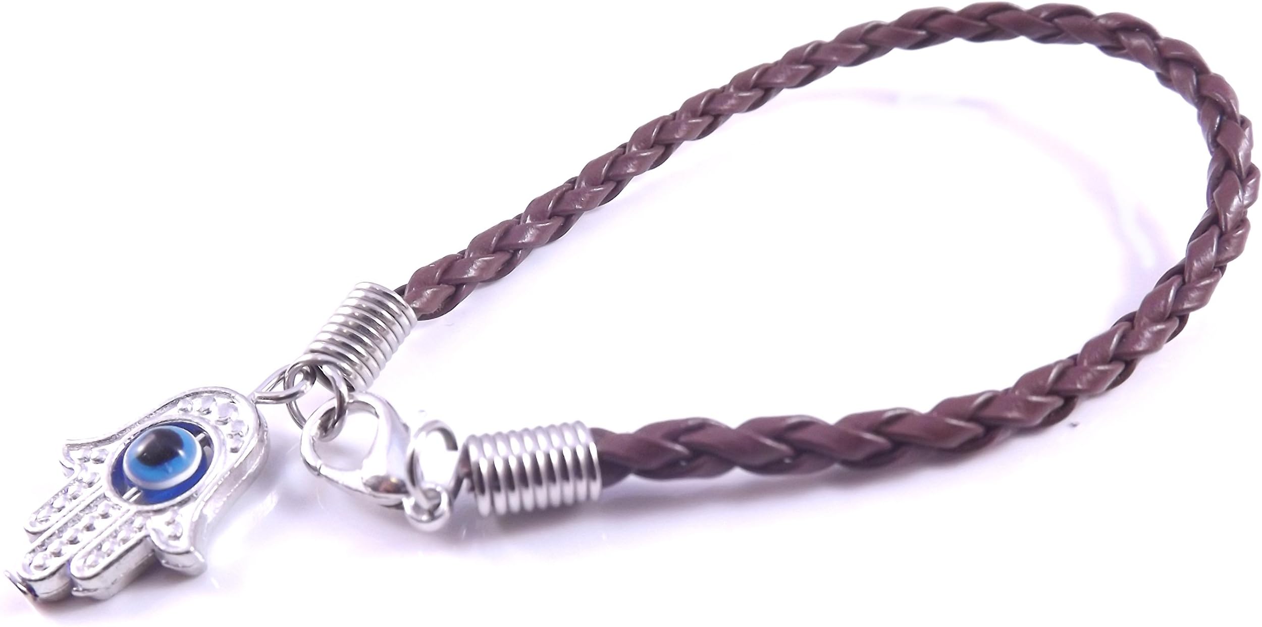 Kabbalah Jewelry BraceletsLot of 10 - "Lucky" HAMSA Kabbalah Bracelets with BROWN Braided String and Rotating Evil Eye Hamsa Hand - Jewish Judaica Amulet Pendant Jewelry for "Success and Protection"