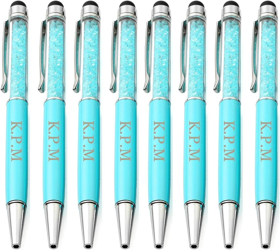 Pack of 20 Personalised 2 in 1 Gift Ballpoint Pens, Slim Capacitive Stylus & Black Ink Pens for iPhone 7, iPad, Tablets and other Touch Screens Device, Engraved FREE by OnePlace Gifts (Sky Blue)