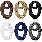 Handepo 6 Pcs Women Infinity Scarf Solid Color Lightweight Loop Scarf Winter Soft Neck Warmer for Women Men