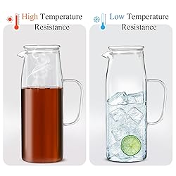 Hsei 2 Sets Glass Pitcher with Lid, 67.6 oz / 2000