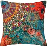 VARUN Throw Pillow Covers Abstract Mandala Flowers Square Pillowcases for Home Decor Sofa Car Bedroom Aesthetic Vintage Wild Floral Colorful Design Pillow Cases 18x18inch
