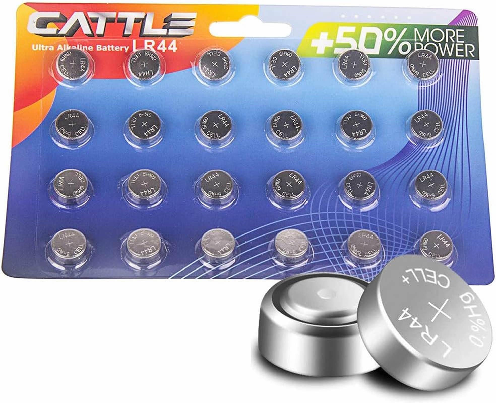 Cattle LR44 AG13 Batteries 1.5V Ultra Alkaline Button Coin Cell Batteries for Watches, Hearing Aids, Glucometer, Key Fobs and Small Electronics(Unit 24)