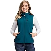 Outdoor Ventures Women's Hooded Lightweight Softshell Vest, Windproof Fleece Lined Sleeveless Jacket for Golf Running Travel