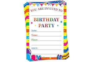 BIZIBAFF 30 Pack Birthday Party Invitations for Kids Boys Girls – 5"x7" Rainbow Birthday Invitation Cards Birthday Party Invite Cards for Teens Birthday Party Supplies