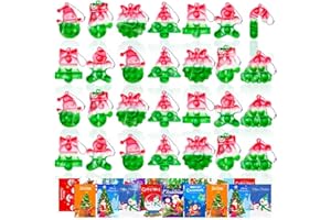 TOANWOD Large 32 PCS Christmas Party Favors for Kids: Christmas Stocking Stuffers Grinch Trinkets, Goodie Bag Stuffers Classroom Prizes Gifts, Fidget Toys Bulk Pop Keychain (32 Keychain + 32 Cards)