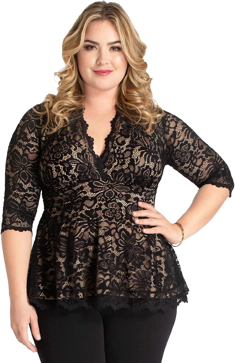 black lace peplum top plus size