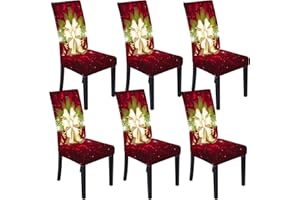 Muuyi Christmas Chair Cover Stretch Chairs Slipcovers Seat Slipcover Christmas Furniture Protector for Dining Room Ceremony Hotel, ChrismasBell - 6Pack