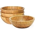 Lipper International Bamboo Wood Salad Bowls, Small, 7" Diameter x 2.25" Height, Set of 4 Bowls