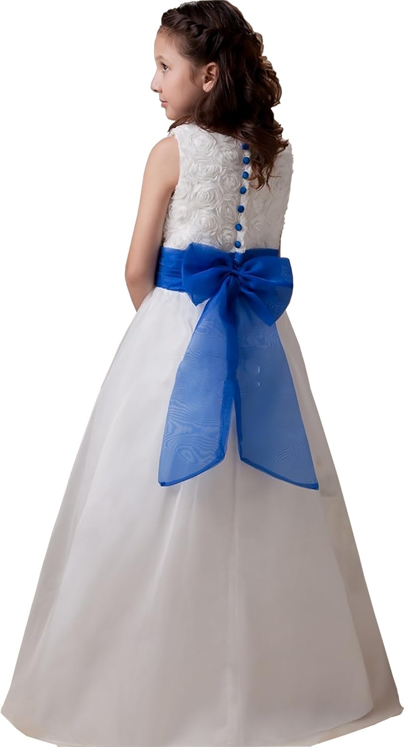 flower girl dress with blue sash
