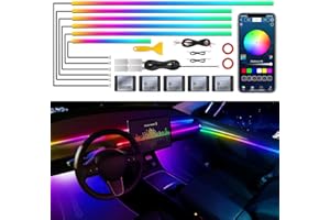 MAODANER Dreamcolor Acrylic Interior Car LED Strip Light with Wireless APP, RGB 10 in 1 with 175 inches 593 Neon Car Ambient Lighting Kits, Dynamic Chasing Music Sync LEDs Fiber Optic Strip Lights for Car