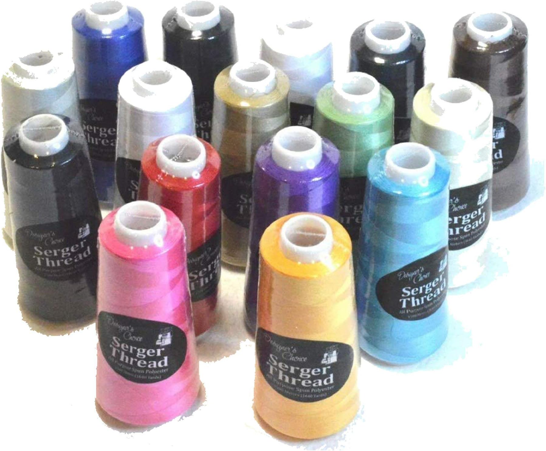 Bundle Set of 16 Assorted Colors of Serger Quilting Embroidery Thread Cones - 1500M