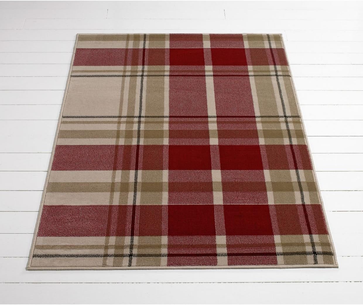 Home Heritage Check Rug Red Amazon.co.uk Kitchen & Home