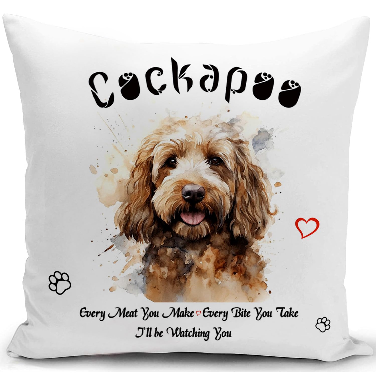 HUASHUZI Cushion Cover Cockapoo Gifts for Lovers Ornament for Women Dog Decorations Throw Pillow Case Decor Home Livingroom Couch Sofa 18"X18"(45x45cm)