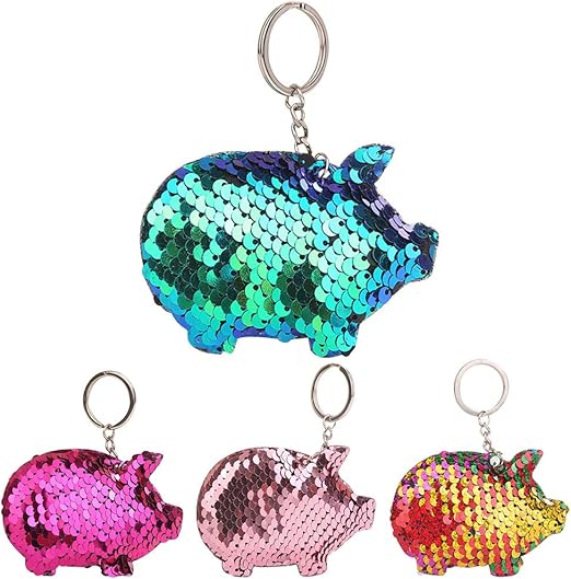 yosemite Encantador Lentejuelas Forma de Cerdo Colgante Llavero del