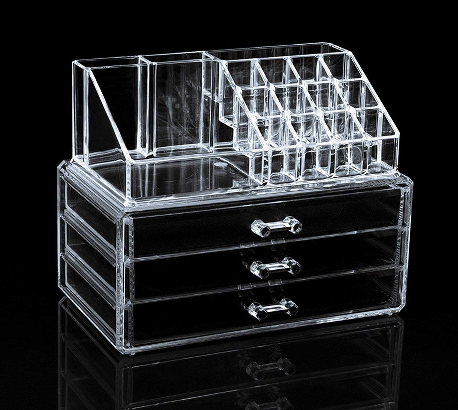 VAKHAR Acrylic 3 Drawer Home Makeup Cosmetic Conceal Lipstick Stand Eye Shadow Brushes Jeweler Organizer