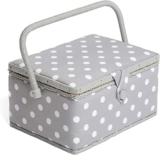 Hobbygift Grey Spot Nähkästchen, Baumwollmischung, 18.5x26x15 cm