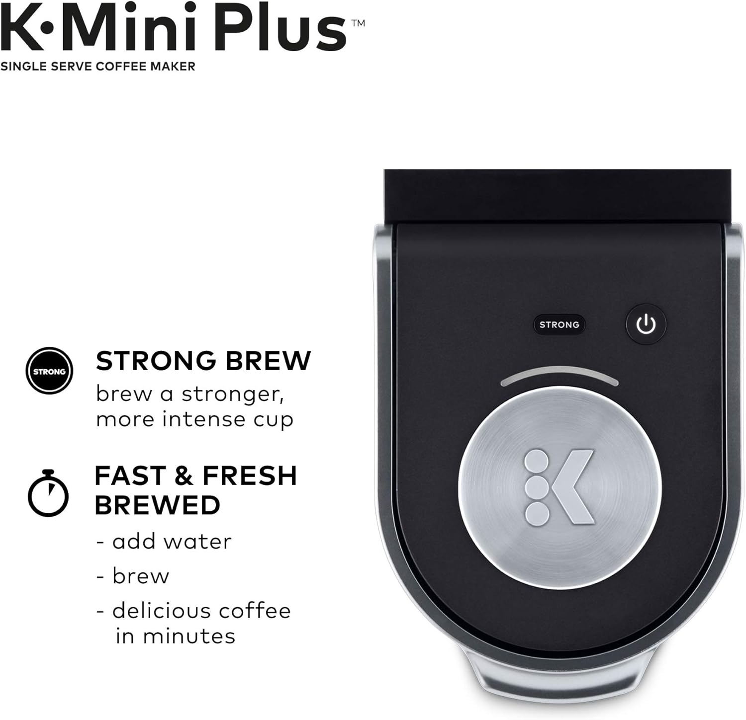 Keurig K-Mini Plus Coffee Maker, Single Serve K-Cup Pod Coffee Brewer, Comes With 6 to 12 Oz. Brew Size, K-Cup Pod Storage, and Travel Mug Friendly, Black: Kitchen & Dining