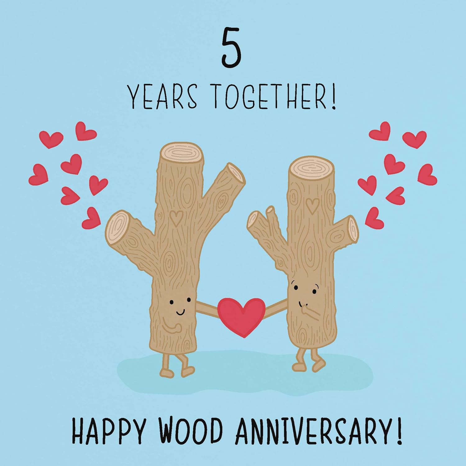 5th Wedding Anniversary Card - Wood 