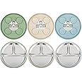 PandaEar 3 Pack Stainless Steel Baby Plates with Suction, Divided Toddler Plate for Baby Led Weaning Supplies, Non-Slip Sucti