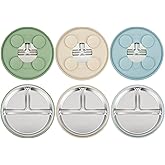 PandaEar 3 Pack Stainless Steel Baby Suction Plates, Divided Toddler Plate for Baby Led Weaning Supplies, Non-Slip Toddler Baby Feeding Set Dishwasher Safe (Blue/Green/Brown)