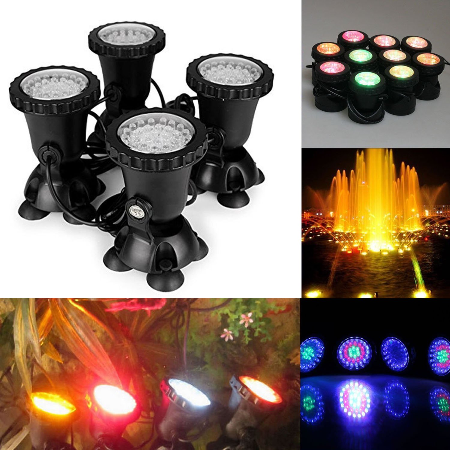 Lychee Led Lighting Gartenteich Lampe Rgb Aquarium Licht 4 Stucke 36 Leds Fernbedienung Unterwasser Spot Licht Ip68 Wasserdicht Fur Gartenteich Aquarium Beleuchtung Beleuchtung Tischbeleuchtung Eu Stecker Beleuchtung Aussenbeleuchtung