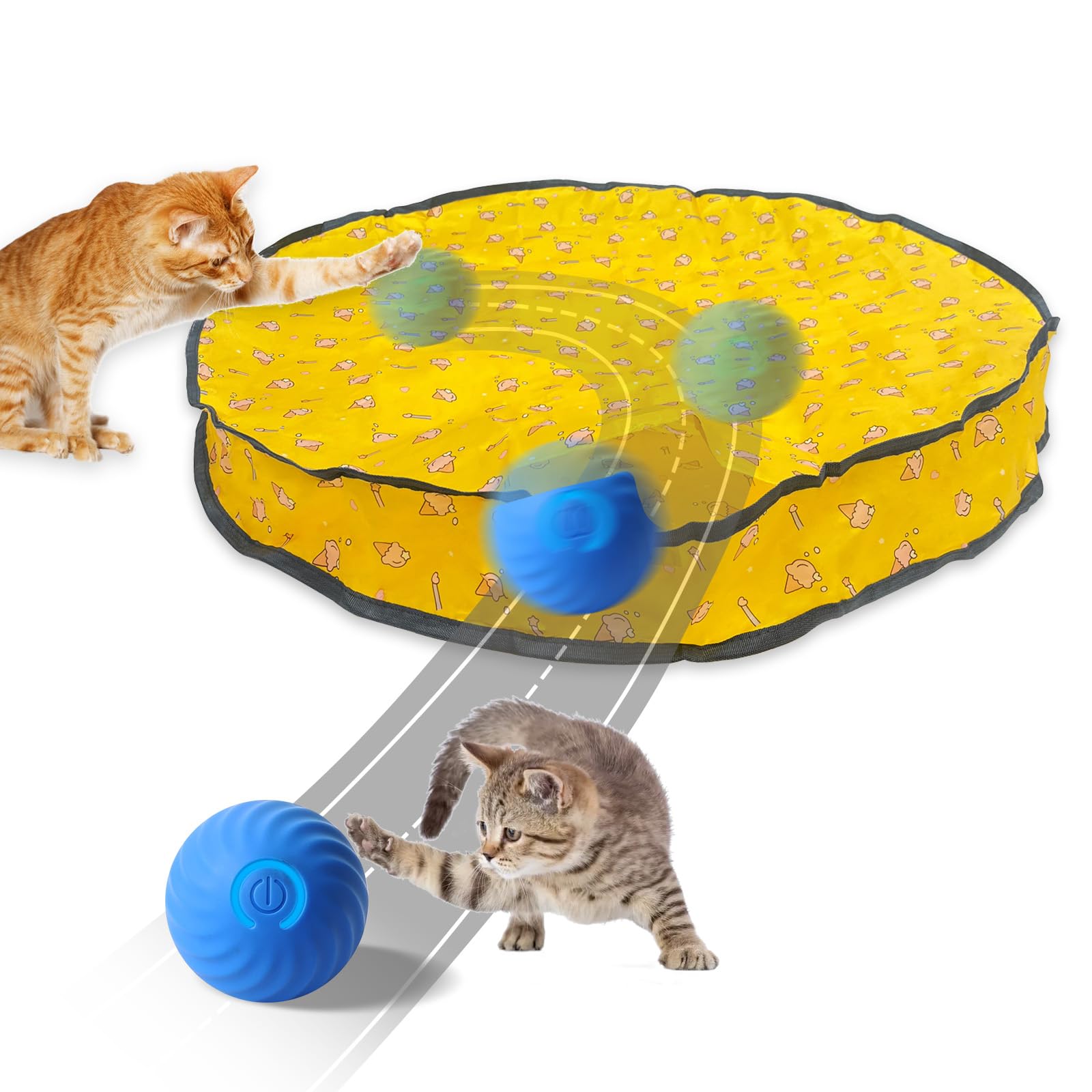 Photo 1 of (incomplete) Interactive Cat Toys for Indoor Bored Adult Cats Kitten, Automatic Moving Ball in 28 Inch Play Mat, USB Rechargeable, Cat Enrichment Toys