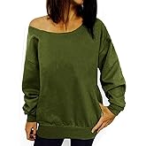 LYXIOF Womens Off Shoulder Sweatshirt Slouchy Long Sleeve Shirts Pullover Tops