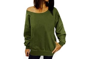 LYXIOF Womens Off Shoulder Sweatshirt Slouchy Long Sleeve Shirts Pullover Tops