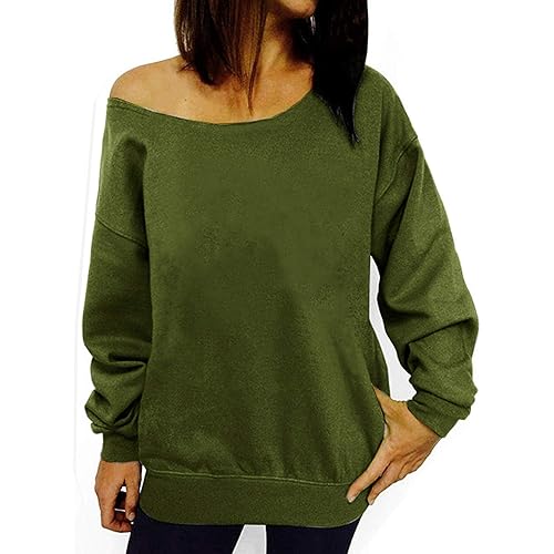 LYXIOF Womens Off Shoulder Sweatshirt Slouchy Long Sleeve Shirts Pullover Tops