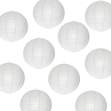 Santa Stores -White Chinese Paper Lantern Pack of 10(25.54cms X30.48cms X25.54cms)