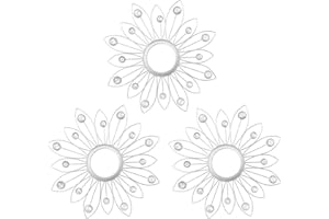 sxnzequnze 13.3 Inch Star Burst Wall Mirror Set of 3 Diamond Crystal Wall Décor Sparkling Accent Mirrors Hanging for Living Room Bedroom Bathroom-Silver
