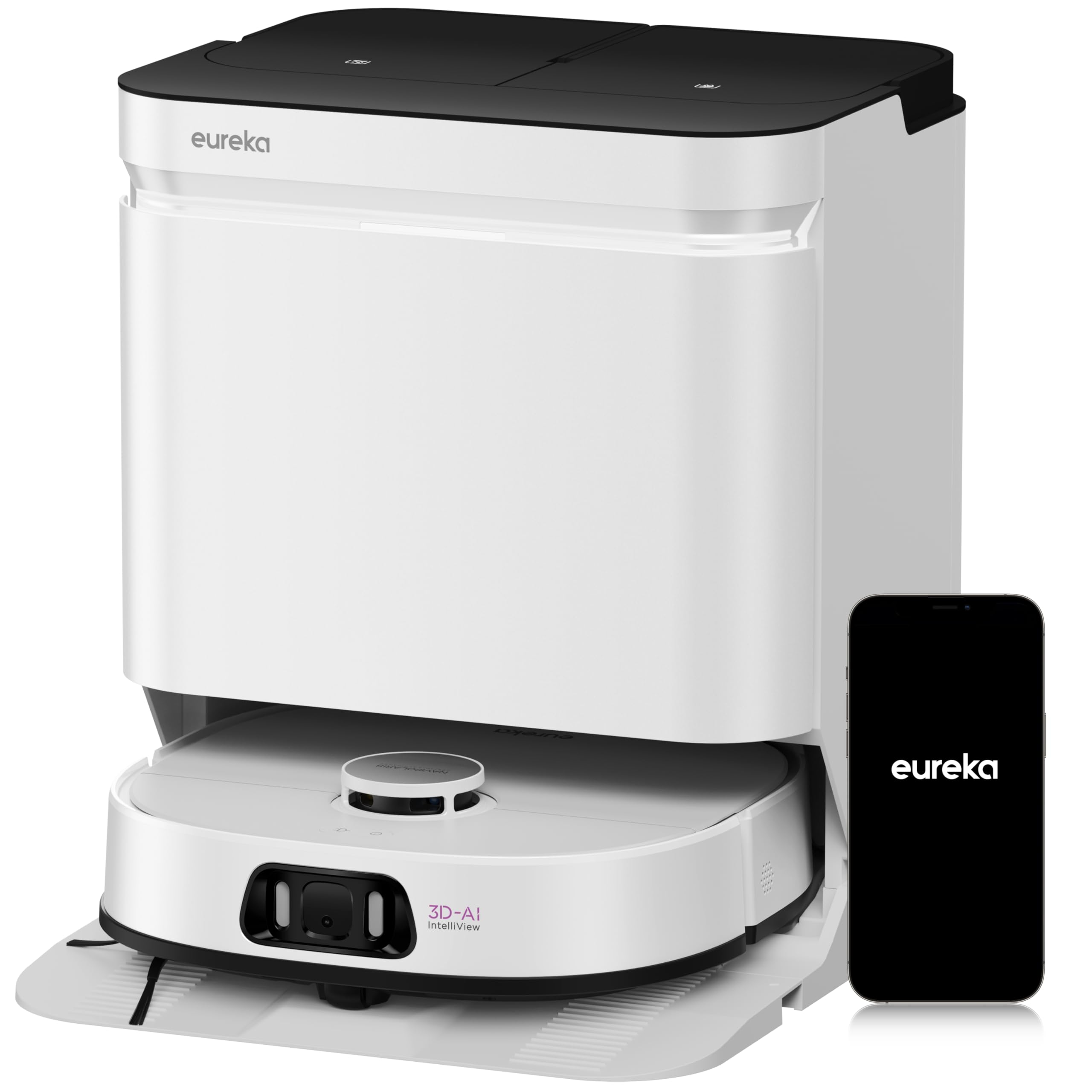 Eureka J15 Ultra Saugroboter mit Wischfunktion Absaugstation, 19.000 Pa Roboterstaubsauger, Automatische Mopphebung 12mm, Anti-Wickel, Heißwasser-Reinigung 75°C, Saug Wischroboter mit Selbstreinigung