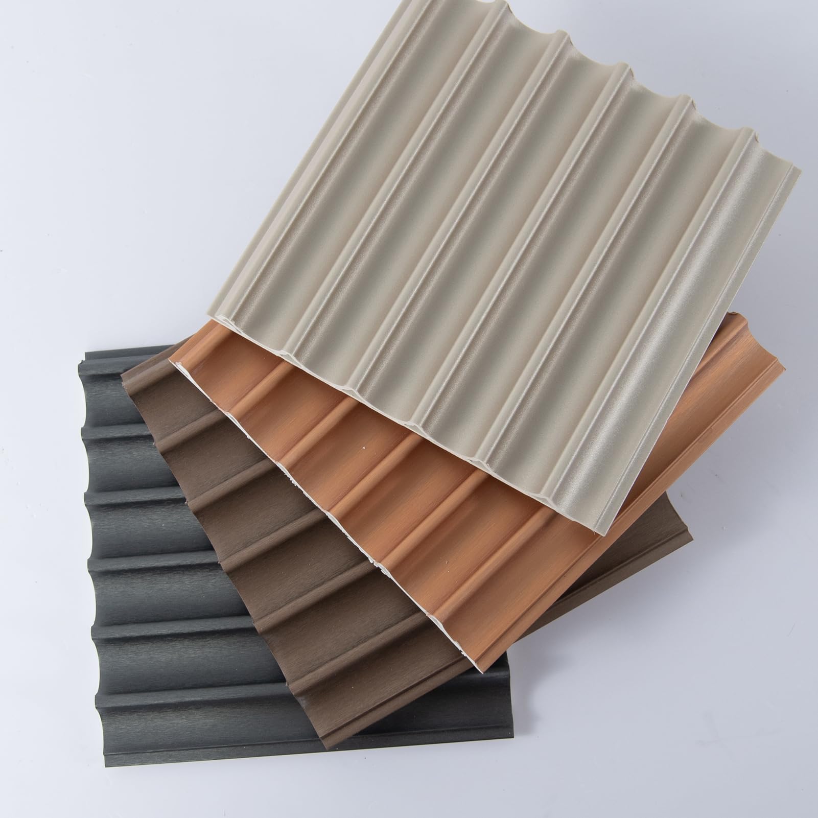 Photo 1 of Art3dwallpanels 4 Pack Glossy Metal Finish WPC Soundproof 3D Wall Panels for Interior Wall Decor, Wavy Grain Panel Wall Slats, Sample