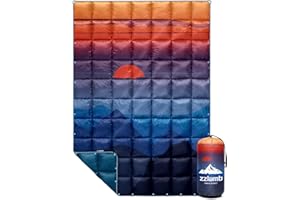 zzlamb Camping Blanket, Outdoor Lightweight Travel Blanket Puffy Portable Down Alternative, Windproof Warm Cloak with Snaps, Cozy Quilt Backpacking Picnic RV Plane Car Hammock Beach Climbing
