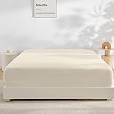 GOKOTTA Fitted Sheet King Only,100% Rayon Derived from Bamboo Fitted Sheet,Ultra Soft,Cooling and Breathable Bottom Sheet with 4 Elastic Corner Straps,No Slip,No Pilling,16" Deep Pocket-Light Beige
