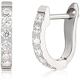 Limerencia Hypoallergenic Pure Titanium Huggie Hoop Earrings, F136 Implant Grade Titanium Small U-Shaped Cuff Earrings Lightweight for Women Sensitive Ears