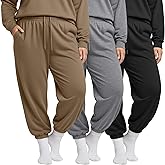 Evervibe 3 Pack Women's Plus Size Sweatpants Lightweight Athletic Joggers Drawstring High Waisted Lounge Pants with Pockets