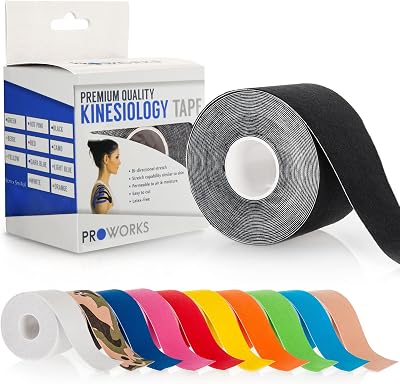 Proworks Kinesiology Tape 5m Roll Elastic Muscle Support Black