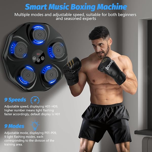 TGLLM MUSIC BOXING MACHINE, MUSIC PUNCHING TRAINER WITH BOXING GLOVES, WALL MOUNTED ELECTRONIC WORKOUT PUNCHING MACHINE FOR KIDS, 1 PCS