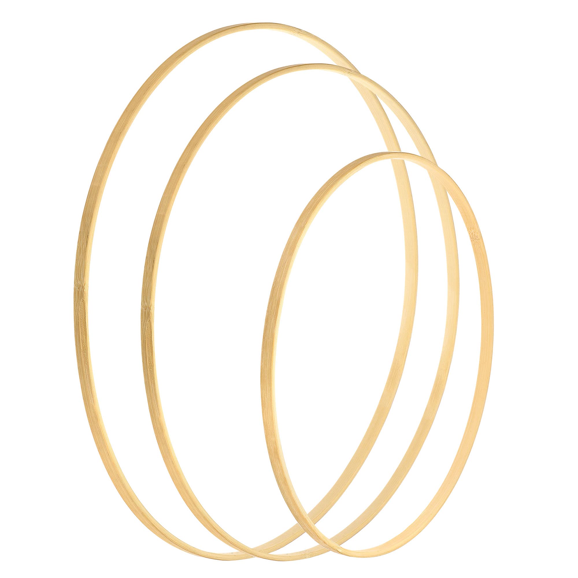 PATIKIL 12/14/16 Inch Wooden Bamboo Floral Hoop, 3Pcs in 1 Set Craft Rings for DIY Wedding Wreath Decor Dream Catcher