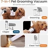 oneisall Dog Grooming Kit with Vacuum 12000Pa 7 Tools Cordless Hair Deshedding view 6