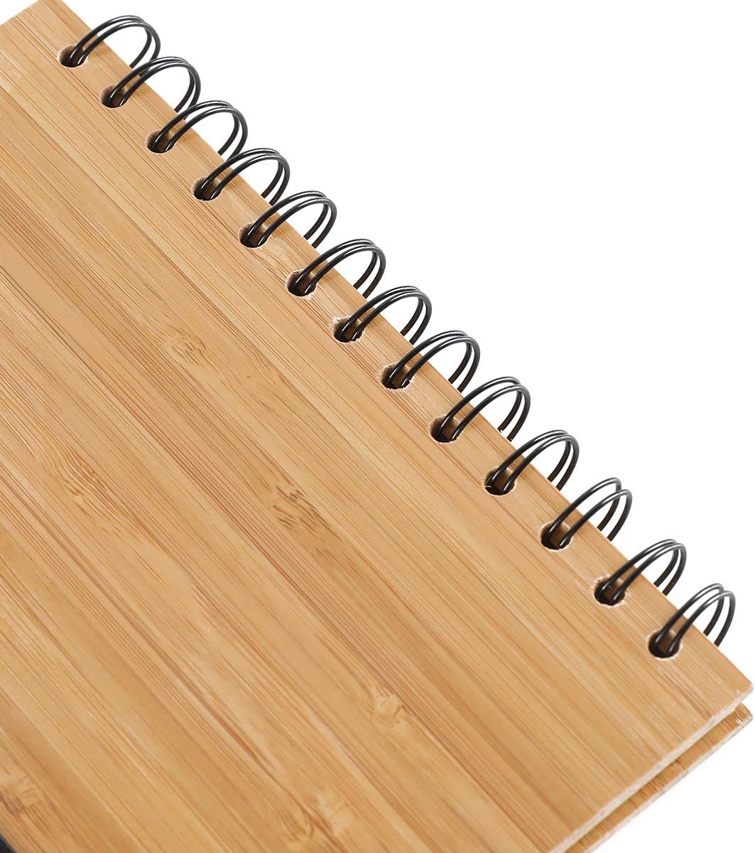Spiral Notebook A5 Bamboo Notebooks/Journals With Pen for Journaling Writing Note Taking Diary and Planner ，Bamboo notepad, 70 Sheets : Office Products