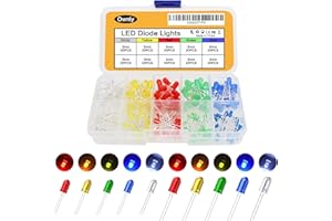 WOWOONE 200Pcs 3mm & 5mm Led Light Emitting Diodes Assortment Kit, Mini/Tiny/Small Individual Led Single Light, Clear/White Red Green Blue Yellow Assorted Led Diode Bulbs Set for Arduino, Breadboard, etc